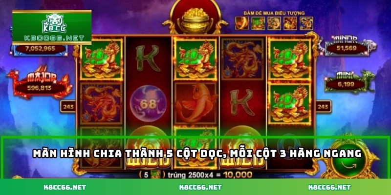 Màn hình chia thành 5 cột dọc, mỗi cột 3 hàng ngang