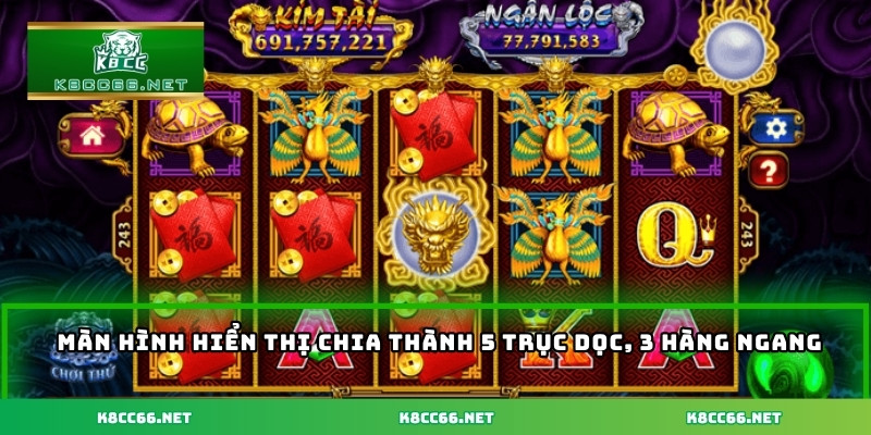 Màn hình hiển thị chia thành 5 trục dọc, 3 hàng ngang